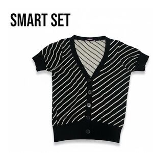 019 Smart Set Diagonal Stripe Black and White Cardigan M Womens